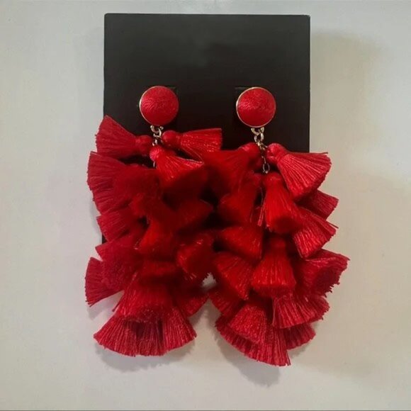BaubleBar Contessa Multi Tassel Earrings – Holiday Red - Picture 6 of 7